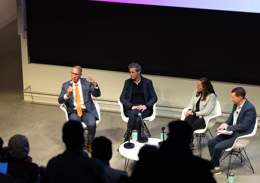 The main event of this year's Kendall Square Association meeting was a panel discussion about sustainability initiatives in the area. The panelists were, from left to right, Joe Higgins, vice president for campus services an...
The main event of this year's Kendall Square Association meeting was a panel discussion about sustainability initiatives in the area. The panelists were, from left to right, Joe Higgins, vice president for campus services an...