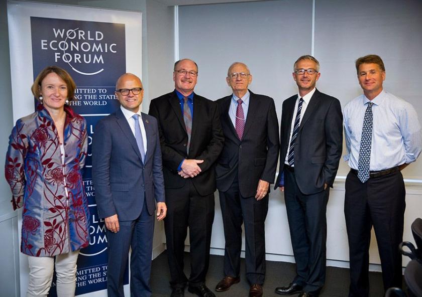The Low Emission Roadmap Roundtable featured (left to right) Valérie Quiniou-Ramus, co-chair of the OGCI Low Emission Roadmap work stream and vice president at Total; Vidar Helgesen, minister of climate and the environment of Norway; John Reilly...