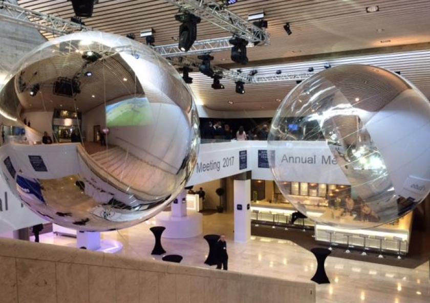 "Aerocene, 2016" is displayed at the 2017 World Economic Forum annual meeting in Davos, Switzerland.Photo: Studio Tomás Saraceno