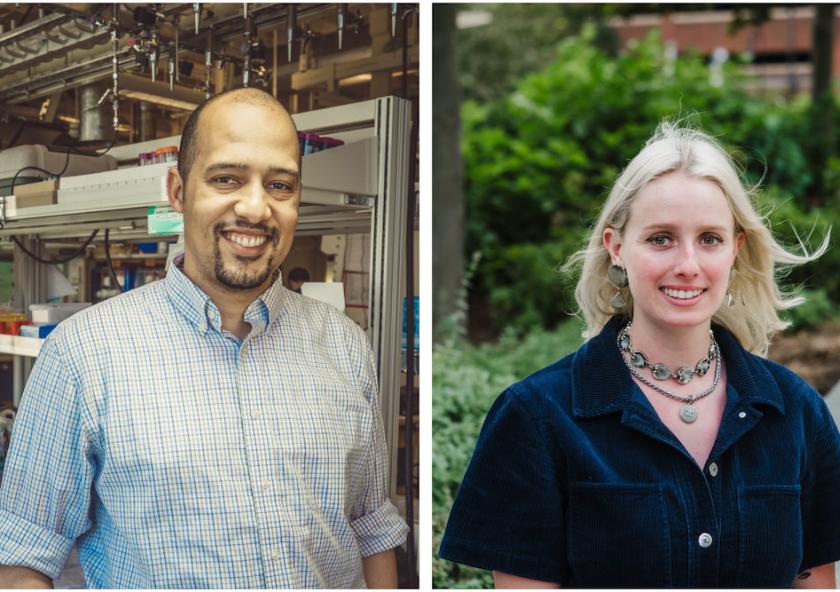 Associate Professor Fikile Brushett (left) and Kara Rodby PhD ’22 have demonstrated a modeling framework that can help speed the development of flow batteries for large-scale, long-duration electricity storage on the future grid.
...
Associate Professor Fikile Brushett (left) and Kara Rodby PhD ’22 have demonstrated a modeling framework that can help speed the development of flow batteries for large-scale, long-duration electricity storage on the future grid.
...