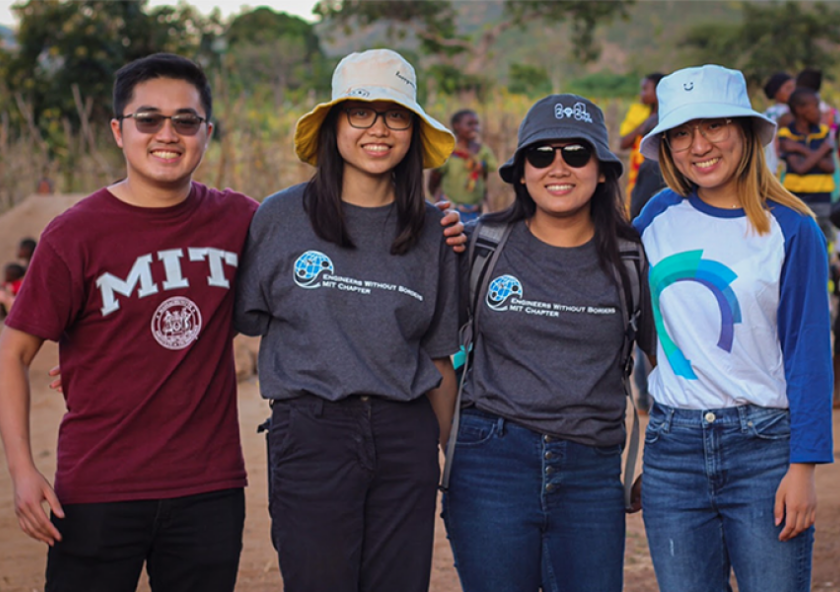 
              Left to right: MIT undergraduates Hung Huynh, Lai Wa Chu, Fiona Duong, and Vivian Cheng in the village of Mkutani, Tanzania
              Photo courtesy of Engineers Without Borders.
      