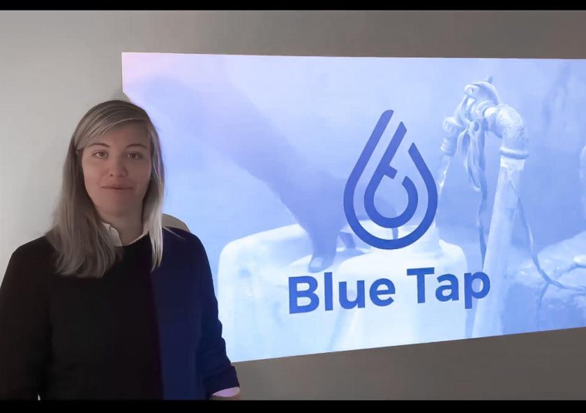Francesca O’Hanlon of Blue Tap delivered a pitch at the Water Innovation Prize on April 22. Her team won first place with a novel water chlorinating system that makes clean water affordable and accessible for users without existing access t...