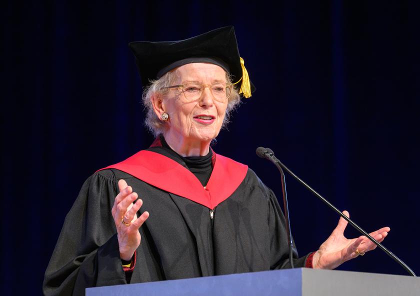 Mary Robinson, former president of Ireland, speaks at the Advanced Degree Ceremony of the MIT School of Architecture and Planning on May 29. Mary Robinson, former president of Ireland, speaks at the Advanced Degree Ceremony of the MIT School of Architecture and Planning on May 29.
