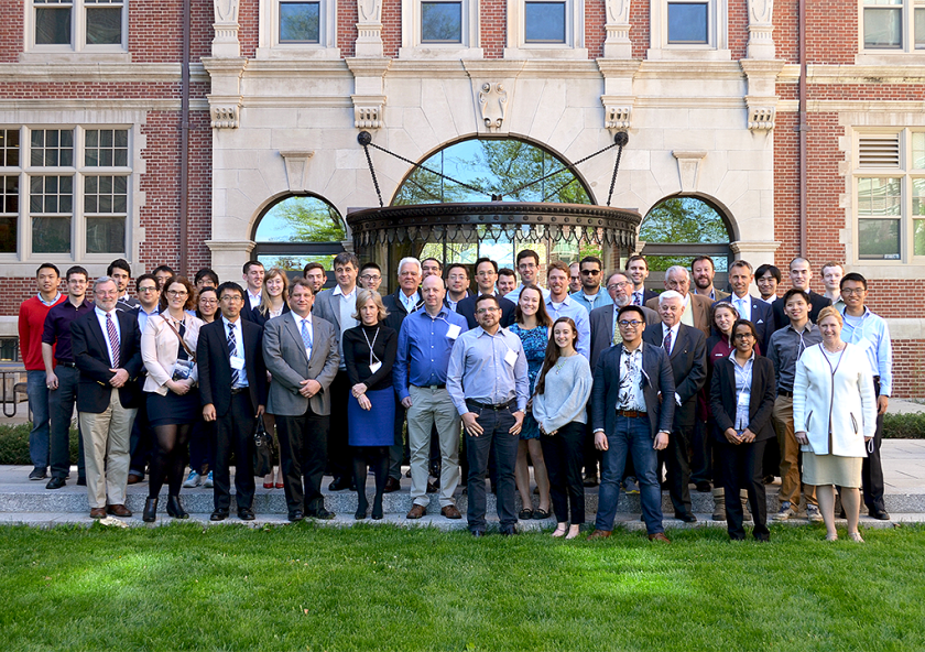 Participants in the Metals and Minerals for the Environment initiative’s first public symposium on May 11 and 12 at MIT gathered for a group shot outside Fariborz Maseeh Hall. Photo: Davide Ciceri
