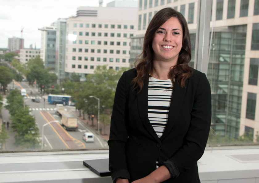 Michele Bustamante, a postdoc in the MIT Materials Systems Laboratory, won a Congressional Science and Engineering Fellowship for her research analyzing supply risks and cost dynamics for key metals in high technology.Photo: Denis Paiste / MIT MRL