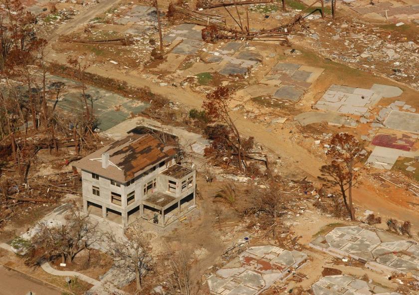 An aerial photograph of a home built to FEMA standards in the aftermath of Hurricane KatrinaPhoto: John Fleck/Wikimedia Commons