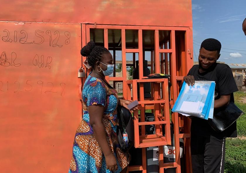 
              Collecting study materials from a liquefied petroleum gas depot manager for the evaluation, "Targeting Clean Fuels: Pricing Strategies and the Distribution of Benefits in Periurban Ghana." Kintampo North Municipality, Ghana. 
       ...
