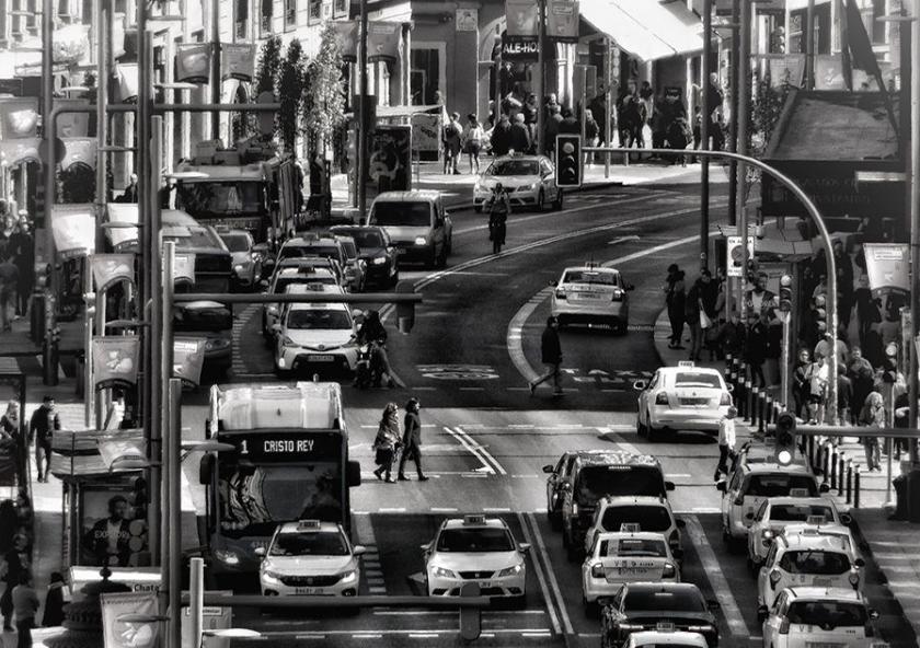 Traffic in Madrid, Spain