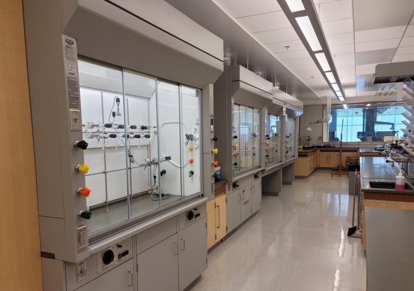 Fume hoods like these are placed into hibernation mode when they are no longer in use for the day. Since employing the use of hibernation mode, the unoccupied Undergraduate Teaching Lab air change rate has plummeted from 11 ai... 
              Fume hoods like these are placed into hibernation mode when they are no longer in use for the day. Since employing the use of hibernation mode, the unoccupied Undergraduate Teaching Lab air change rate has plummeted from 11 ai...