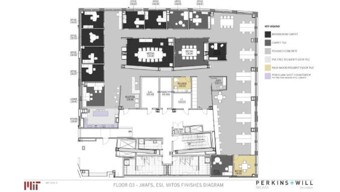 color coded floor plan of materials