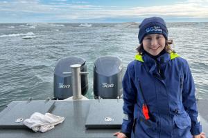 
              During a near-shore Beaufort Sea sampling campaign in July 2023, PhD student Emma Bullock sampled ocean water with recent meltwater inputs to test for radium isotopes, trace metals, carbon, nutrients, and mercury.
              Photo...