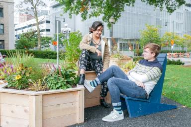 Students at the garden