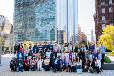 
              The 2022 Solver Class in New York City during the Solve Challenge Finals. These innovators will join us on MIT’s campus in May.
              Photo courtesy of MIT Solve.
      