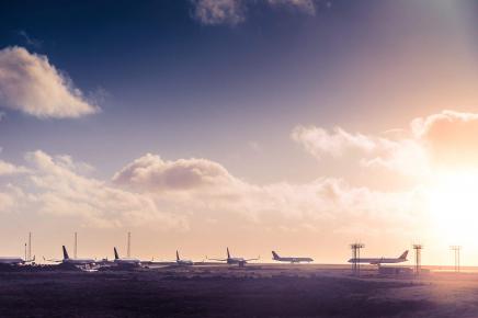 airplanes taxied on runway