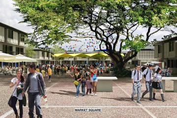 Adèle Naudé Santos and Débora Mesa's plan for low-income housing in Colombia includes a market square within the  proposed live-work neighborhood.  Image courtesy of Adèle Naudé Santos and Débora Mesa.