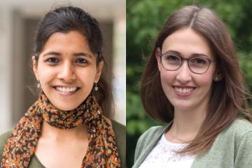 Krithika Ramchander (left), a PhD candidate in the Department of Mechanical Engineering, and Andrea Karin Beck, a PhD candidate in the Department of Urban Studies and Planning, have each received fellowships from MIT’s Abdul Latif Jameel Worl...