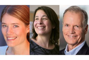 
              The MIT and Accenture Convergence Initiative for Industry and Technology has selected three new research projects to support, led by (from left to right) Jessika Trancik, Anette Hosoi, and Thomas Malone.
          