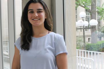 
              Arina Khotimsky ’23 graduated from MIT with a major in materials science and engineering, and minors in energy studies and in French.
              Photo: Lisa Hickler
      