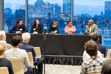 The Department of Civil and Environmental Engineering's Research Speed Dating event included a panel discussion with CEE professors on the future of research in infrastructure and environment.Photo: Justin Knight 