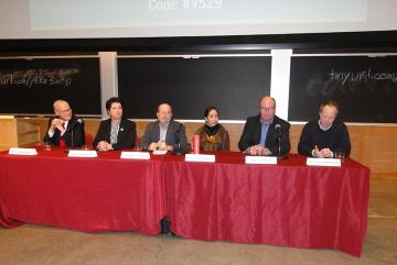 On Jan. 25, the MIT Climate Action Team organized a carbon-pricing panel that included (from left to right) Massachusetts State Sen. Michael Barrett, State Rep. Jennifer Benson, Climate XChange Research and Policy Director Marc Breslow, Associat...