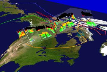 This graphic shows NASA studies of high springtime ozone levels over Canada and the Arctic. Image: Kurt Severance/NASA Langley Research Center