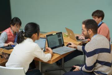 The MIT Policy Hackathon winning team Dream ER at work on their proposalPhoto: Nolan Hedglin