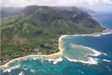 Aerial view of the coastline of Kauai Island Photo: U.S. Geological Society