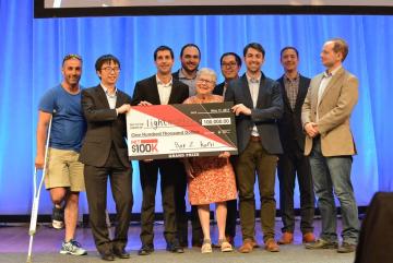 The winning team Lightmatter pose with organizers and friends.Photo: Samuel Adelman