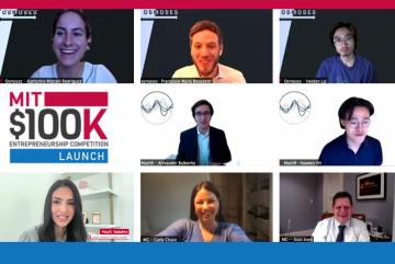 
              The 2021 MIT $100K Entrepreneurship Competition grand prize went to Osmoses, pictured on top row. Mach 9, shown in the middle row, won the second place prize. Pictured on the bottom row are Payal Kadakia ’05, the CEO and founder o...