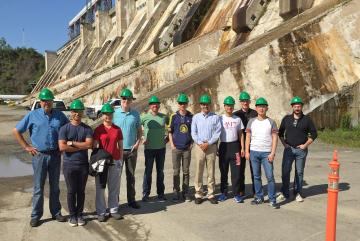 Researchers from the MIT Concrete Sustainability Hub, the University of New Brunswick, and Oregon State University visited the Mactaquac Dam in New Brunswick, Canada, in August. Photo: Jeremy Gregory/MIT Concrete Sustainability Hub