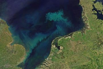 A new MIT study finds that over the coming decades climate change will affect the ocean’s color, intensifying its blue regions and its green ones.Image: NASA Earth Observatory