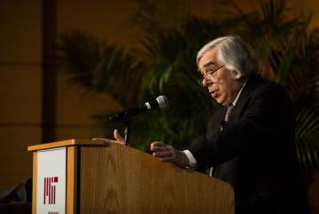 Ernest Moniz, former U.S. Secretary of Energy and founding director of the MIT Energy Initiative, introduced the fourth MIT symposium on climate change.Photo: Jake Belcher