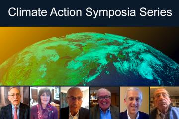 
              The last of MIT’s six Climate Action Symposia, What is the World Waiting For? Policies to Fight Climate Change, was held virtually on Nov. 16, 2020. From left to right: L. Rafael Reif, Katherine Castor, John Podesta, Paul Joskow...