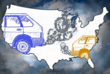 New MIT study finds more than half of all air-quality-related early deaths in the United States are a result of cross-state pollution, or emissions originating outside of the state in which those deaths occur.Image: Chelsea Turner, MIT