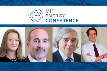 
              The virtual 2021 MIT Energy Conference featured numerous speakers including, from left, Carolyn Comer of Shell; Anthony Dorazio of Avangrid Renewables; Dr. Ernest Moniz; and Jason Jay.
              Portraits Courtesy of the 2021 MI...