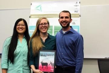 Members of the winning team, ecoTrio, from this year’s MADMEC competition. From left to right are Margaret Lee, Sara Sheffels, and Ty Christoff-Tempesta. Image: James Hunter
