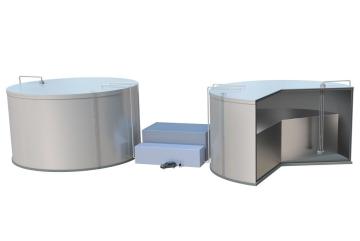 MIT researchers propose a concept for a renewable storage system, pictured here, that would store solar and wind energy in the form of white-hot liquid silicon, stored in heavily insulated tanks.Image: Duncan MacGruer