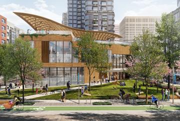 
              Conceptual rendering of the proposed community center in the heart of the development
              Image: Design Distill
      