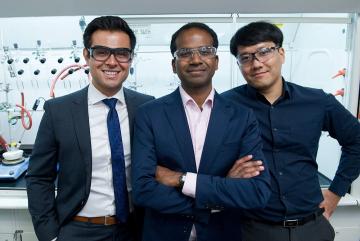 Assistant Professor Karthish Manthiram (center), postdoc Kyoungsuk Jin (right), graduate student Joseph Maalouf (left), and their colleagues are working to help decarbonize the chemical industry by finding ways to drive critical chemical reaction...