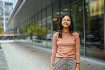
              MIT senior Anushree Chaudhuri wants to make sure the transition to cleaner technologies is not only more sustainable, but also more just.
              Credit: Ian MacLellan
      
