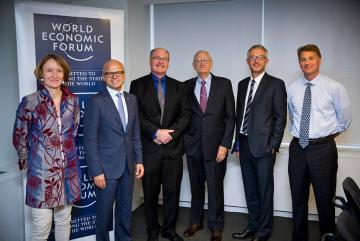 The Low Emission Roadmap Roundtable featured (left to right) Valérie Quiniou-Ramus, co-chair of the OGCI Low Emission Roadmap work stream and vice president at Total; Vidar Helgesen, minister of climate and the environment of Norway; John Reilly...