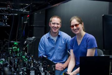 Professor William Tisdale (left), Rachel Gilmore PhD '17, and their colleagues are developing novel methods of synthesizing quantum dot materials for use in solar cells, LEDs, and more. Testing confirms that their new techniques enable them t...