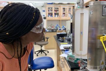 
              MIT student Stacy Godfreey-Igwe (pictured) is working in the Plata Lab at MIT. Associate Professor Desiree Plata is one of the instructors facilitating a new Climate and Sustainability Scholars Program at MIT.
              Photo...
