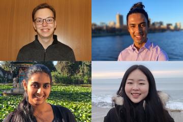 
              Clockwise from top left: Spencer Compton, Karna Morey, Lily Zhang, and Tara Venkatadri are four of the 410 undergraduates in the United States to receive 2020-21 Goldwater Scholarships.
              Photos courtesy of the students.
      