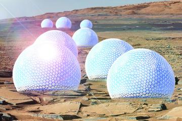 An MIT team won first place for urban design with the Redwood Forest, a series of woodsy habitats enclosed in open, public domes that would reside on the Martian surface. Image courtesy of Valentina Sumini.