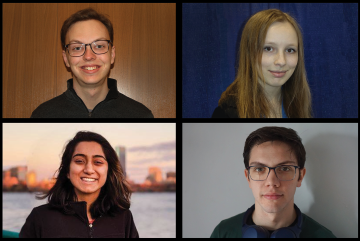 
              SuperUROP scholars participating in research projects funded by the MIT Quest for Intelligence and MIT-IBM Watson AI Lab this year included (clockwise from top left) Spencer Compton, Adeline Hillier, Kristian Georgiev, and Ashik...