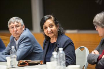 
              During the MIT Energy Initiative’s panel on energy innovation for a net-zero future, Senior Research Scientist Anuradha Annaswamy (center) and other speakers addressed areas where new or improved technologies or systems are neede...