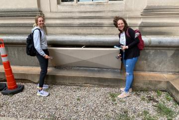               PhD student Katarina Boukin and junior Eva Then were instrumental to the Porosity Hunt, capturing data around campus and synthesizing it for future use.               Photo: Ken Strzepek      