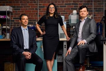 
              Co-founded by Professor Jeff Grossman (left), Shreya Dave ’09, SM ’12, PhD ’16 (center), and Brent Keller PhD ’16, Via Separations has developed a technology that can eliminate 90 percent of the energy used in therma...