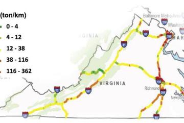 Roughness- and deflection-induced excess carbon dioxide emissions on Virginia’s Interstate Highway network in 2013